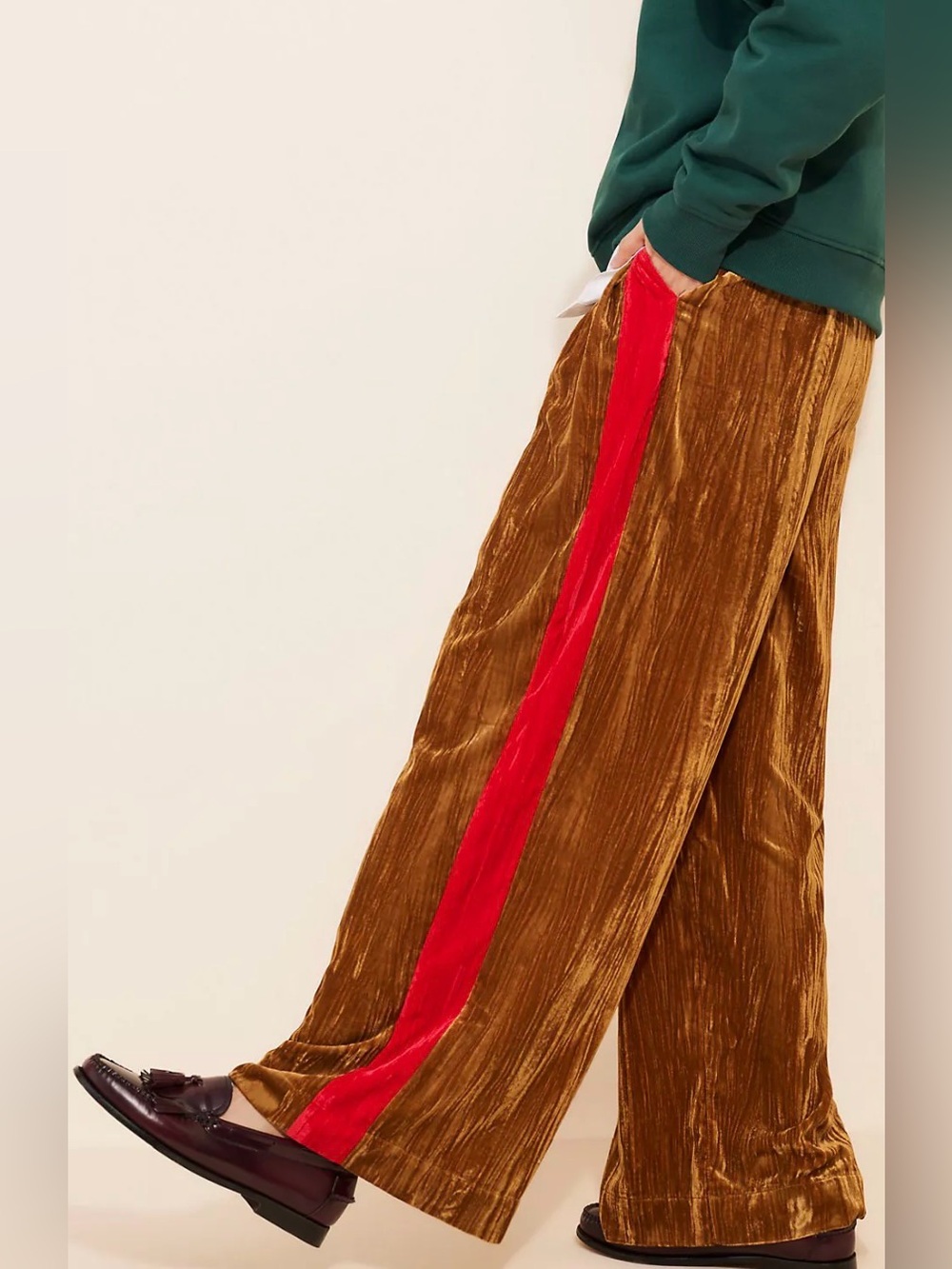 FARM Rio Side Stripe Corduroy Pants Wide Leg Sz M - Picture 3 of 4